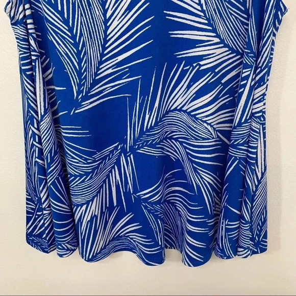 Ashley Stewart Top Woman 18/20 Blue White Print‎ Studs Moto Stretch Flowy Boho - Picture 3 of 12